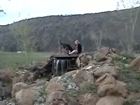 milf Blonde k9 Girl licked by her dog